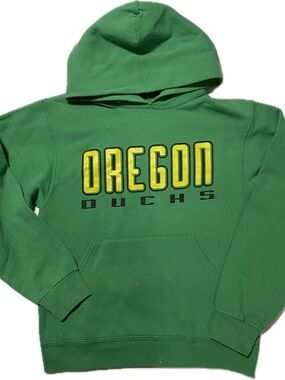Jerzees Green Hoodie with Yellow Oregon Lettering